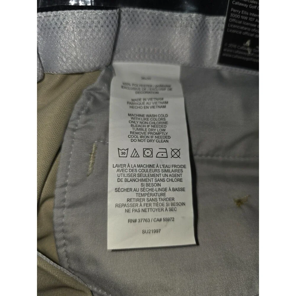 Callaway New Golf Pants Mens 36x30 Pro Spin 2.0 Straight Leg Relaxed Taupe